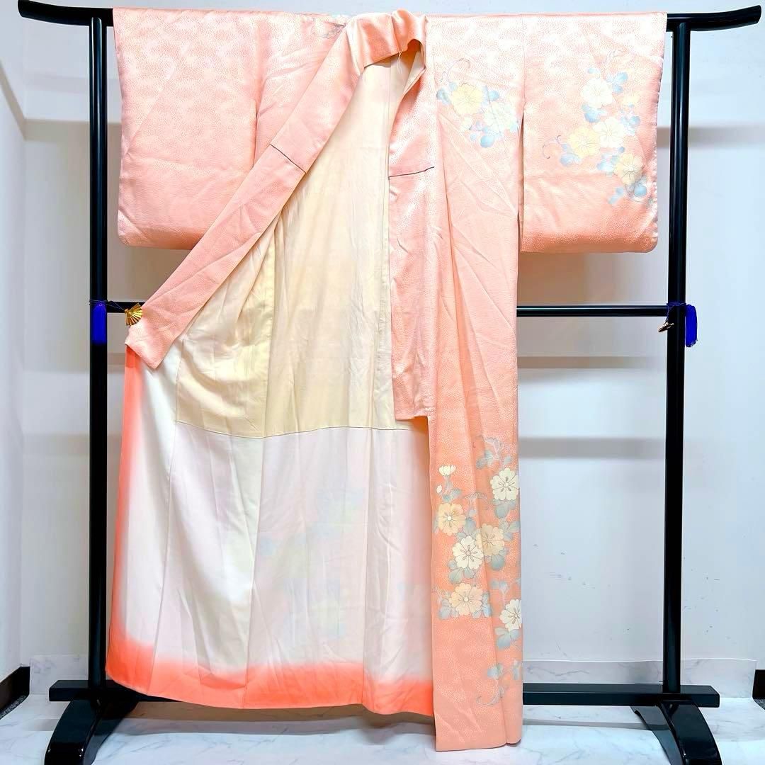 付け下げ 刺繍 金彩 菊花 身丈161 裄62 正絹 着物 041tz - メルカリ
