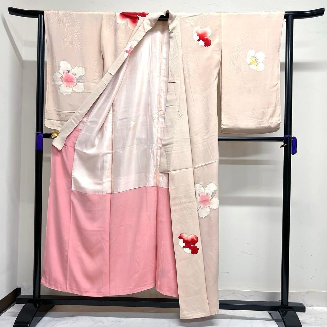 正絹【花模様】付け下げ訪問着 袷 A-2534 レンタル 附下訪問着 20点フルセット 藤色にはんなり古典花 付け下げ
