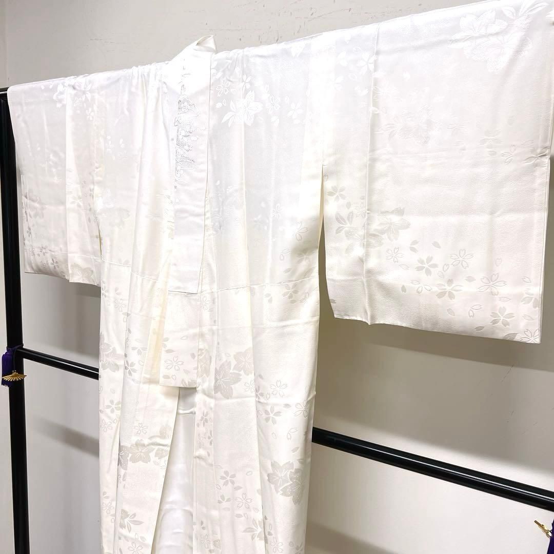 長襦袢　桜　半衿付き　刺繍　袷　身丈131　裄65.5　正絹　着物　042tz