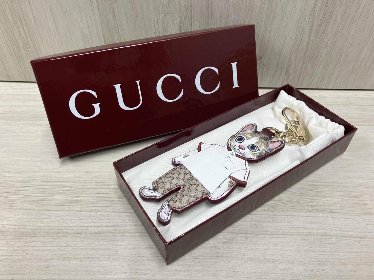 日本限定　GUCCI GGキャンバス ヒグチユウコ チャーム　キーホルダー 猫（BORIS） グッチ　箱付