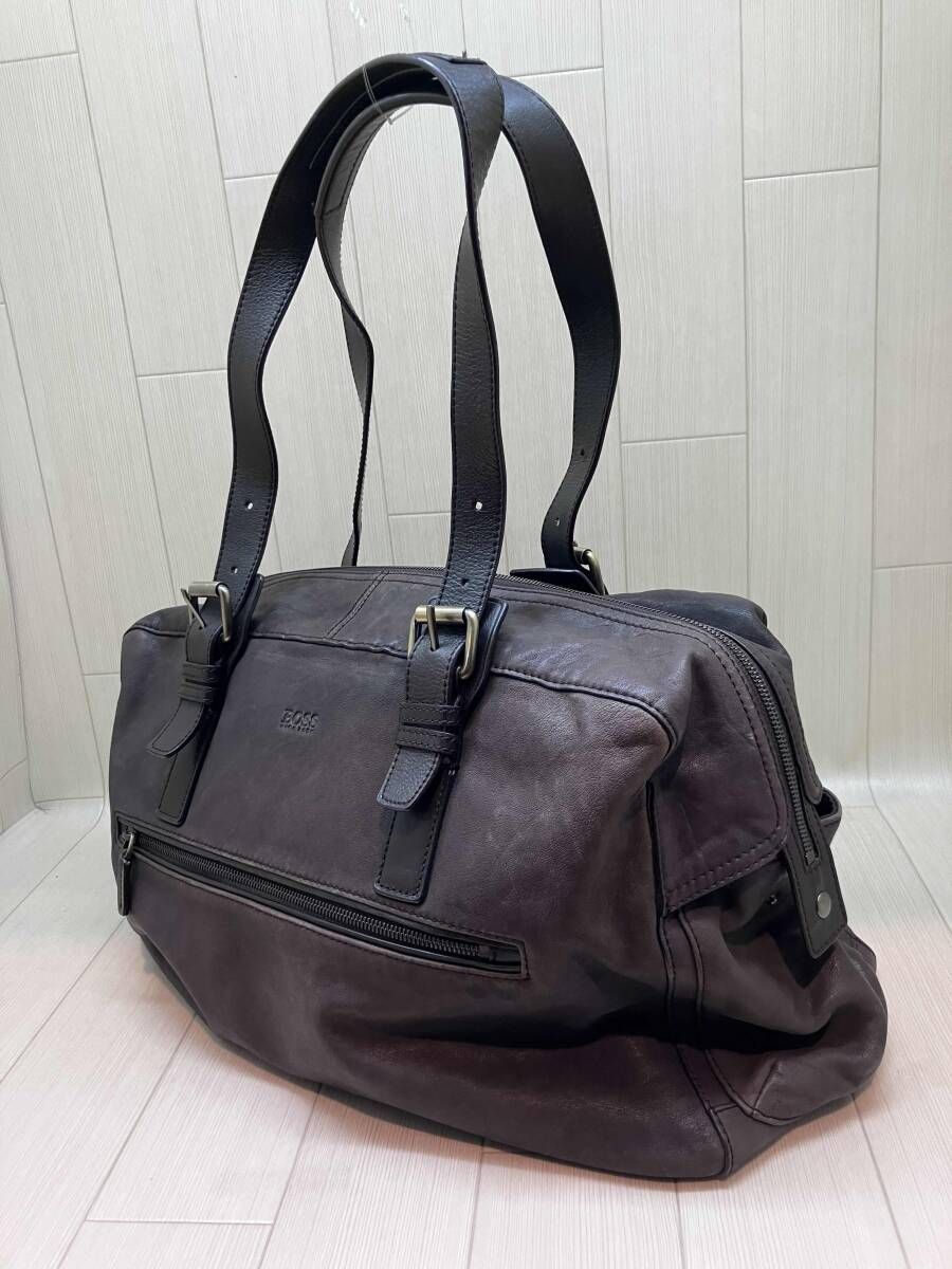 ★ HUGO BOSS ヒューゴボス ボストンバッグ レザー ブラウン 通年