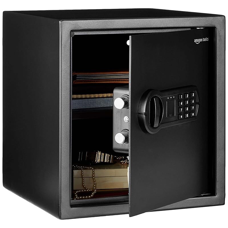 ベーシック 金庫 家庭用 業務用 電子式 テンキー式 34L (幅33 x 奥行33 x 高さ36 cm) スチール ブラック 1