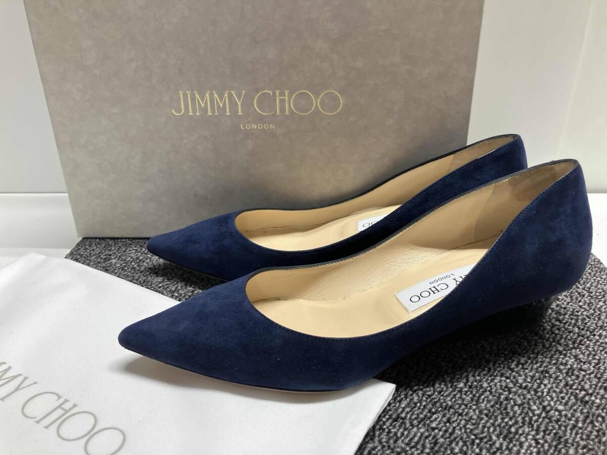 箱付き★ JIMMY CHOO ジミー チュウ パンプス / サイズ37・ネイビー スエード