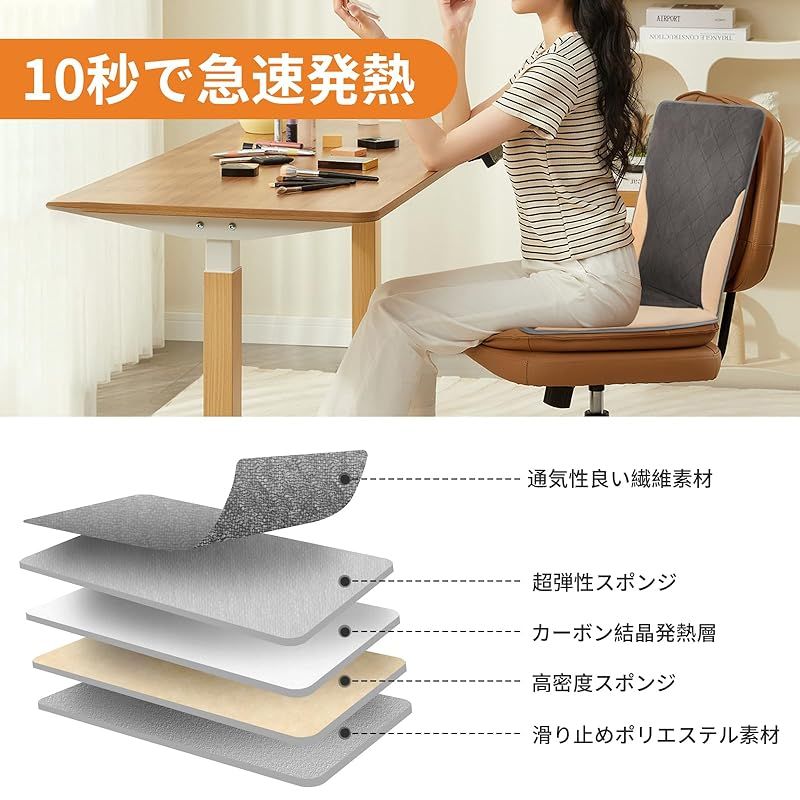 Saiveina ホットマット 電気ホットマット電気ホットカーペット 省エネ 【9段階温度】タイマー機能 速? 電気座布団 暖房器具 防寒対策 過熱防止 自宅 オフィス 電気マット90cmx41cm広い面積加熱 操作簡単 日本語取説付き 1
