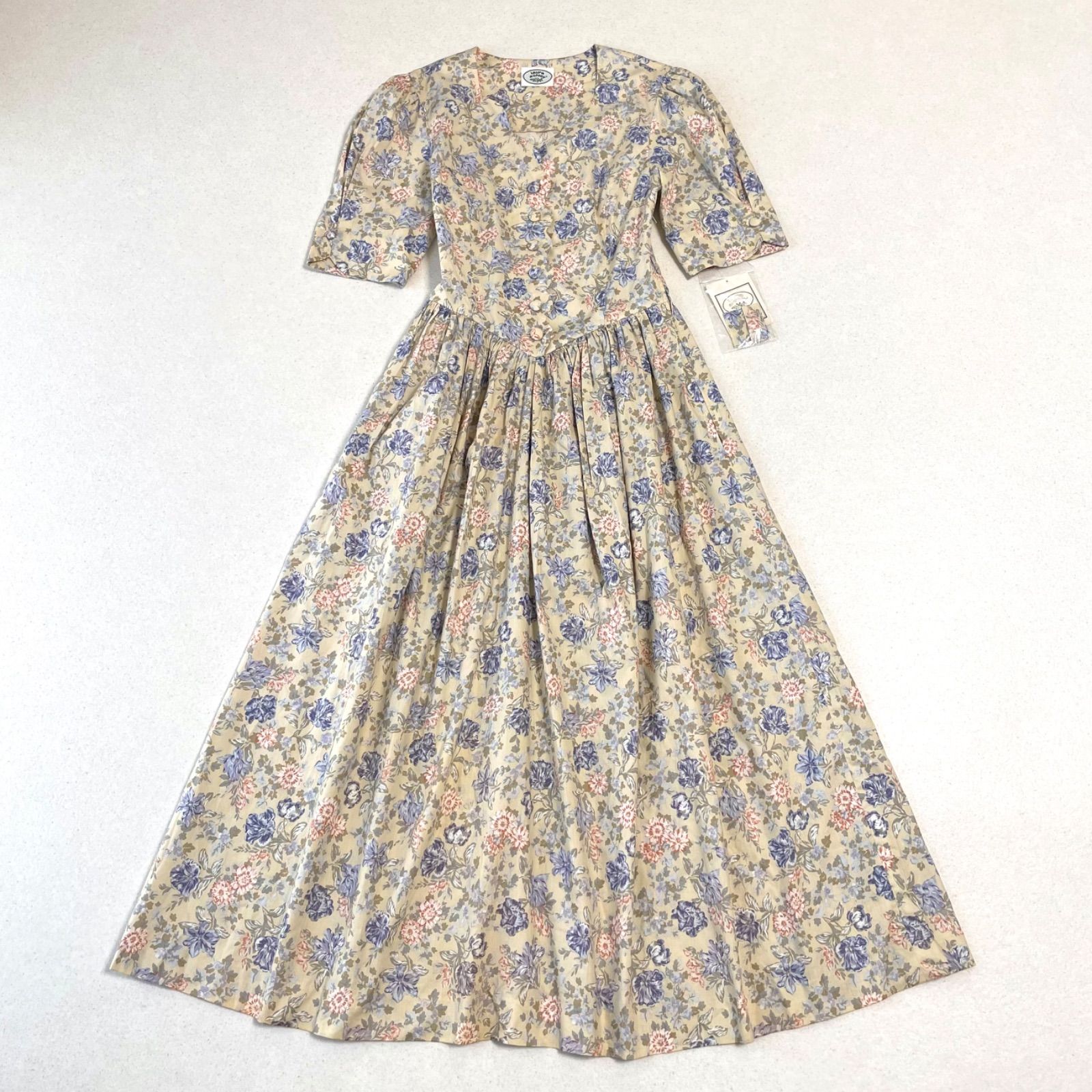 【未使用・タグ付き】LAURA ASHLEY ローラアシュレイ レトロ ヴィンテージ 花柄 フレア ロングワンピース 9号