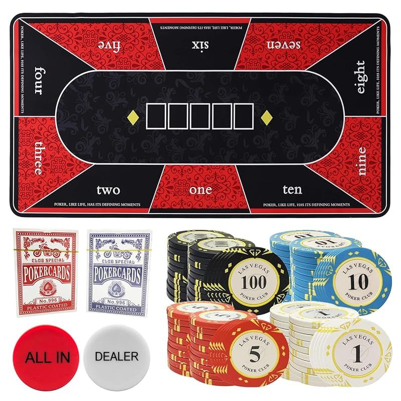 【プロ仕様】チップ付き ポーカーマット ポーカーセット ポーカーチップ ALL IN DEALER トランプカード 別途追加セット (基本セット 小) 0