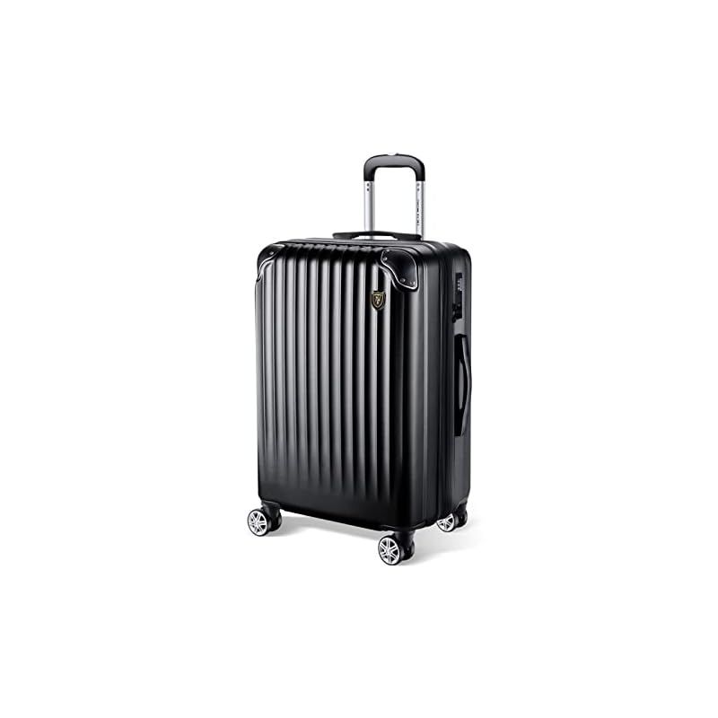 [New Trip] スーツケース キャリーケース 拡張機能付き 機内持ち込み 軽量 大型 S/M/Lサイズ キャリーバッグ 耐衝撃 大容量 ファスナータイプ 静音 ダブルキャスター TSAロック 海外 旅行 ビジネス 出張 (ブラック、Mサイズ：4～7泊 1