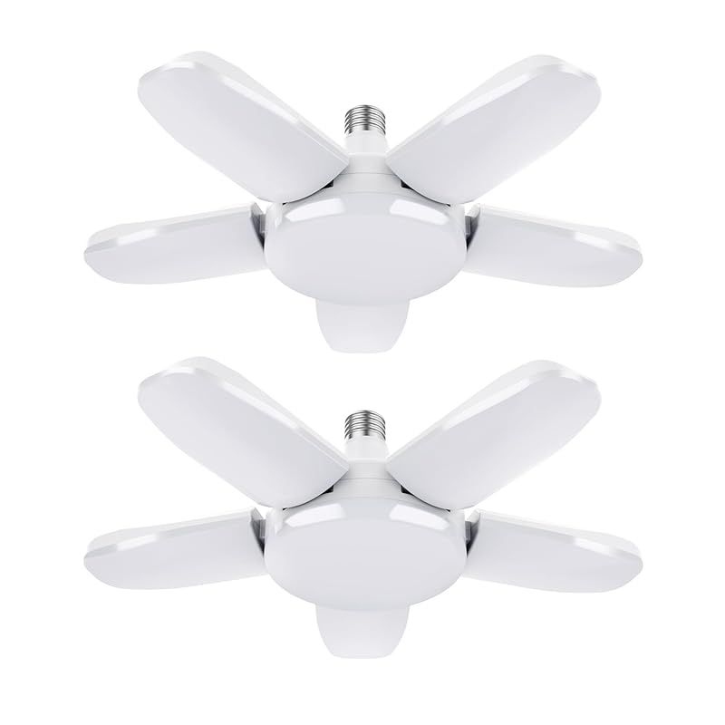 Jornarshar ガレージライト シーリングライト LEDライト 100W 2個 10000lm ペンダントライト LED電球 6500K 天井照明 屋内照明 取付簡単 工事不要 角度調節可能 車庫 倉庫 納戸 作業灯 昼白色 1