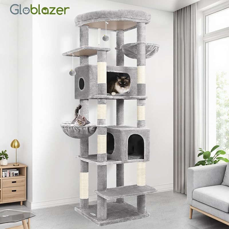 Globlazer 猫タワー 多頭飼い 大型猫用 キャットタワー 超スリム