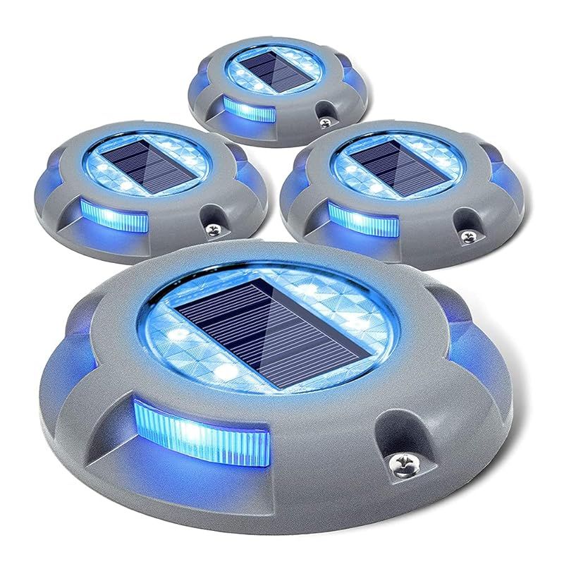 Siedinlar センサーライト 屋外 ソーラーライト 屋外 防水 埋め込み式 LED 金属製 ガーデン 駐車場 デッキライト 玄関 階段 足元 芝生 園芸 光センサー 夜間自動点灯 太陽光発電 おしゃれ ブルー光 4個セット 1