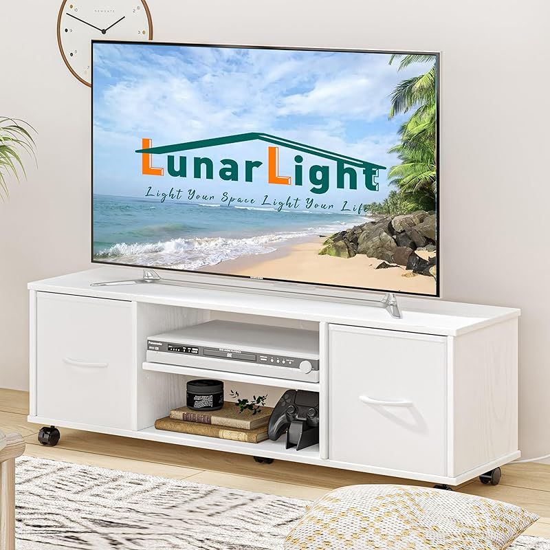 LunarLight テレビ台 幅109.5奥行28.6高さ36.8cm テレビボード ローボード コンセント付き 布製引き出し付き 多機能収納ボックス 収納棚板調節可能 32型/42型/55型テレビ対応 収納 組立簡単 工具不要 耐震転倒防止 総耐荷重1 0