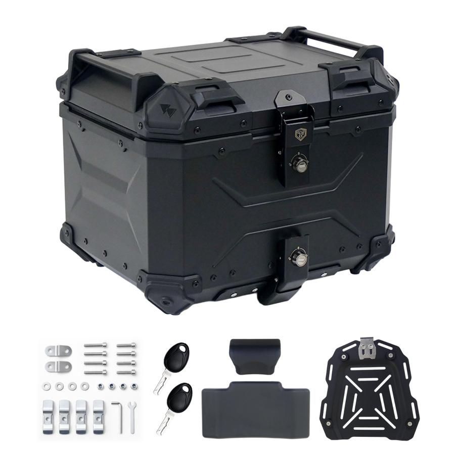 リアボックス バイク 45l 背もたれ バイクリアボックス大型 トップケース バイク 45l アルミ 大容量 軽量 オールブラック