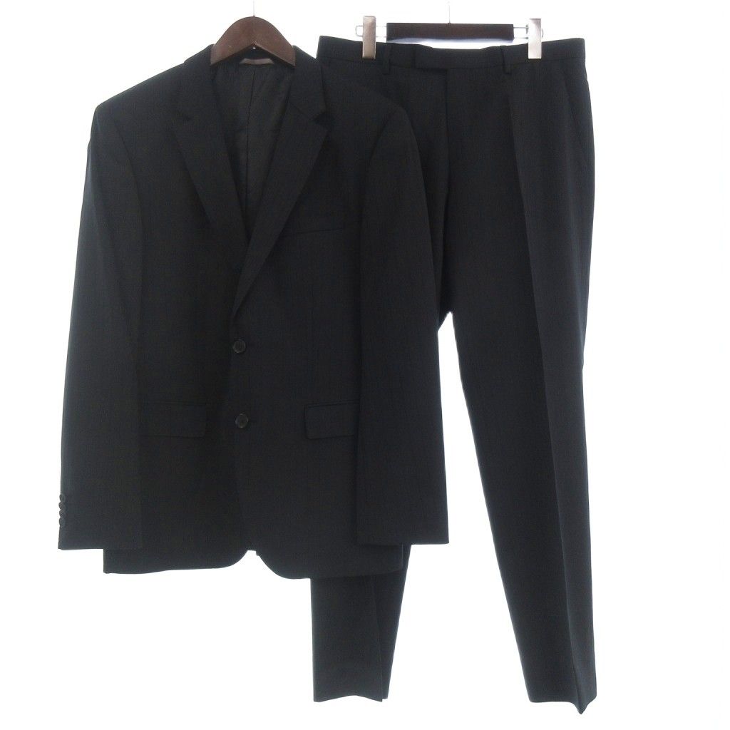 ヒューゴボス HUGO BOSS セットアップ スーツ ストライプ テーラードジャケット 2B 長袖 パンツ 50 黒 ブラック