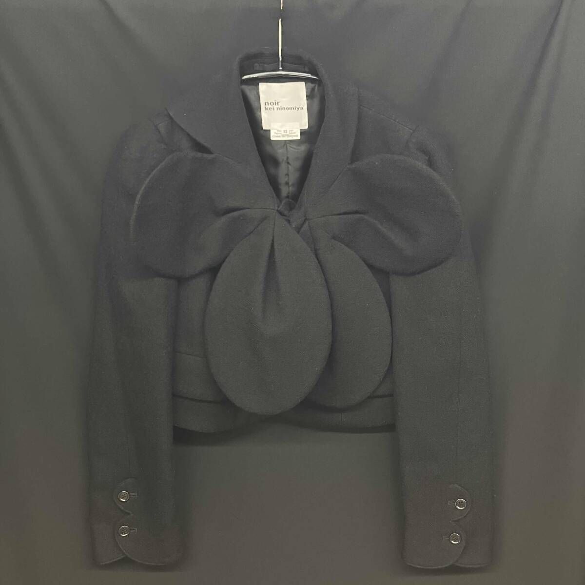 25aw noir kei nimomiya フラワークロップドジャケット xs ブラック 3P-J005ケイノワール コムデギャルソン
