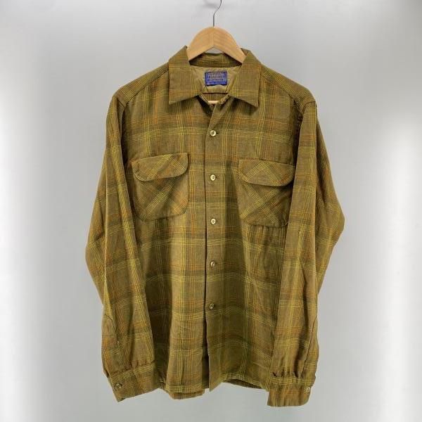 PENDLETON 60s ウールチェックシャツ ブラウン×イエロー サイズM相当