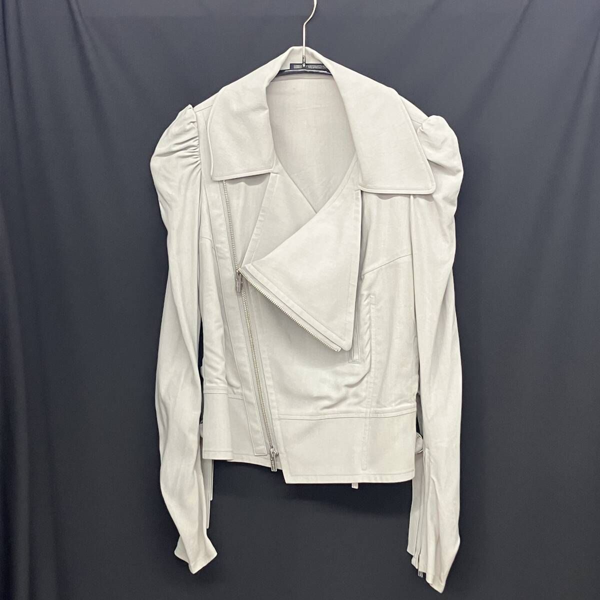 25SS YOHJI YAMAMOTO COLLECTIONS Seeting Cloth Big Lapel Biker Jacket SIZE:1 グレー FP-J66-203 ヨウジヤマモトコレクション