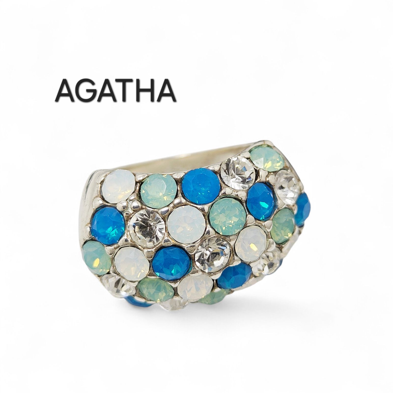 19号】AGATHA リング メタル カラーストーン シルバー - メルカリ