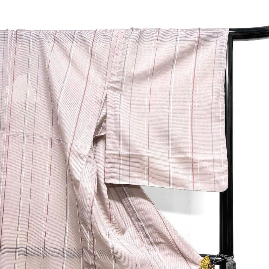 洗える着物 夏用 絽 小紋 身丈165 縦縞 くすみピンク 着物 042b p