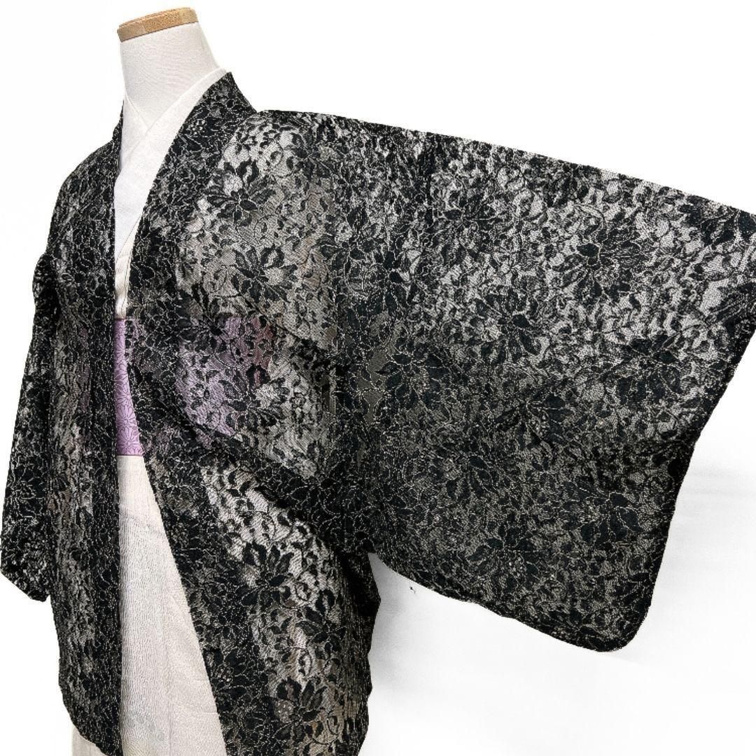 夏用 羽織 身丈80 レース 銀駒刺繍 唐花文様 着物 042b p