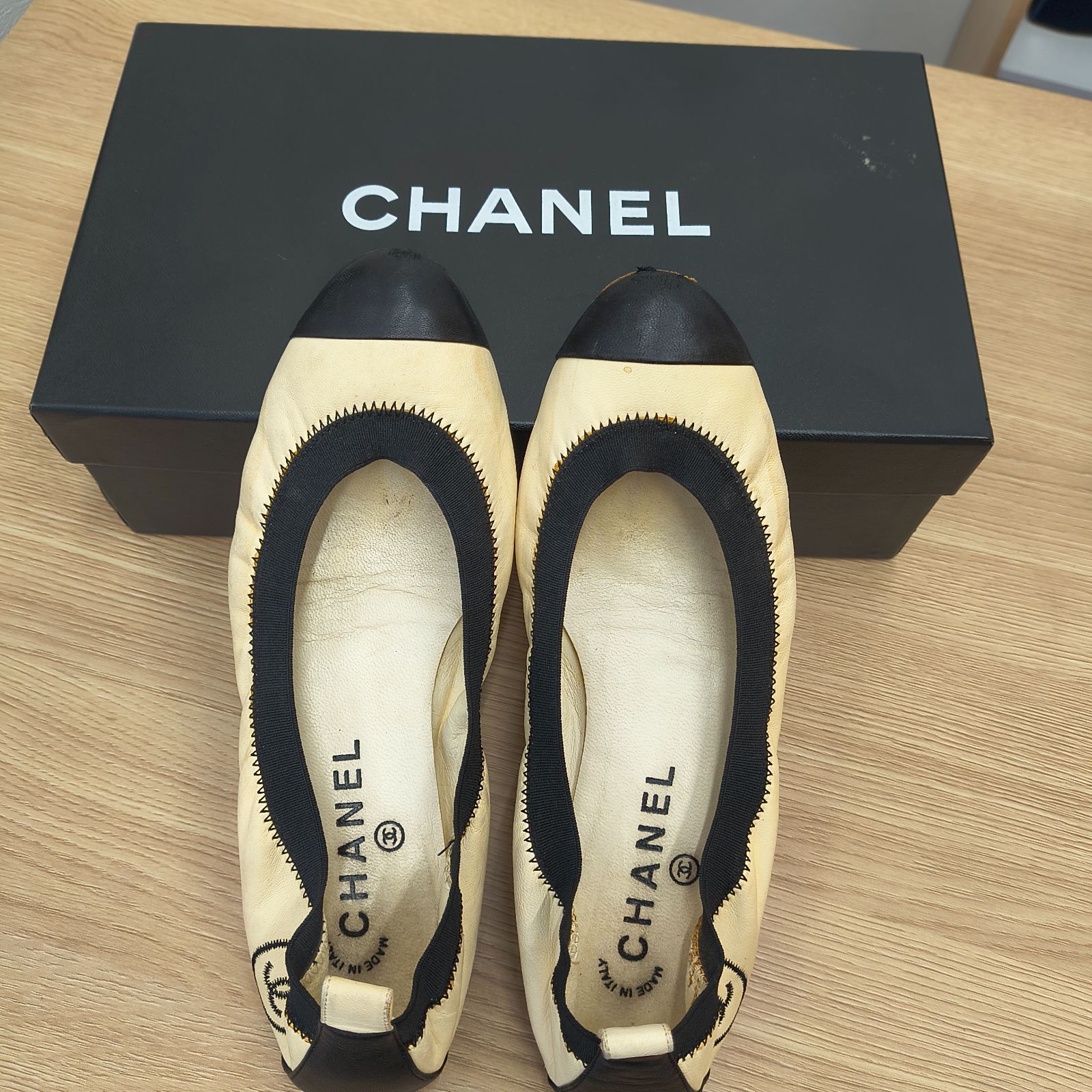 ☆【箱付き】CHANEL シャネル バレエシューズ バイカラー 白×黒 36