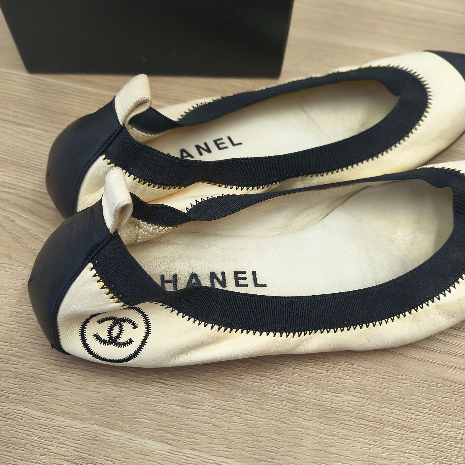 ☆【箱付き】CHANEL シャネル バレエシューズ バイカラー 白×黒 36