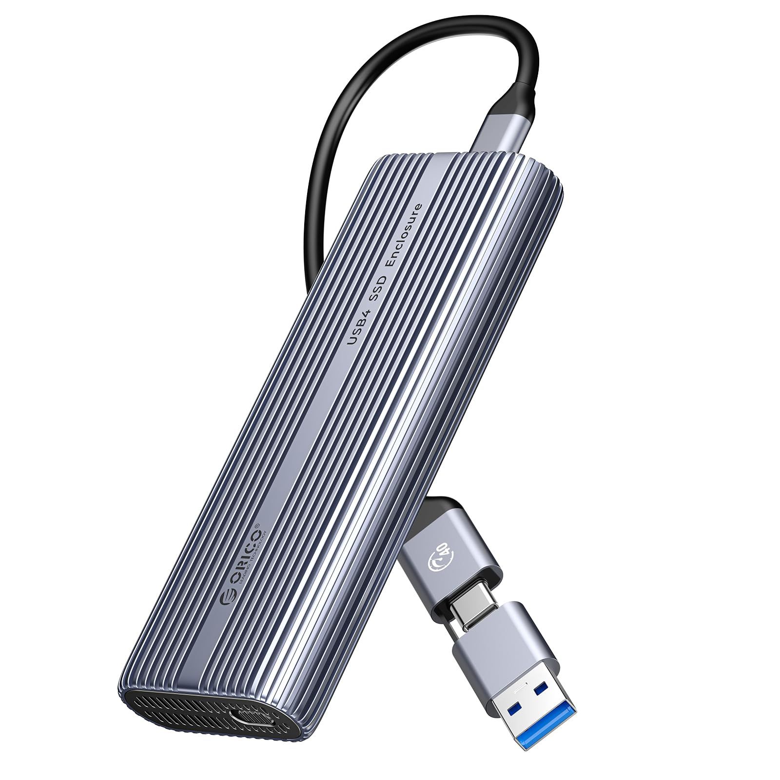 ORICO M.2 SSD 外付けケース 40Gbps 工具不要 USB4 NVMe M.2 SSDケース ファン内蔵のアルミニウム合金Thunderbolt 4 SSD ケース2230 2242 2260 2280(Mキーのみ)対応、USB4/3. ...