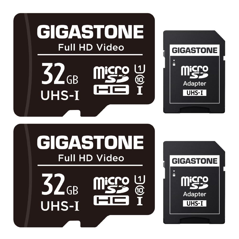 GIGASTONE マイクロsdカード 32GB 2個セット U1 C10 microSDHC 90MB/s Full HD 撮影 SDアダプター2枚付き