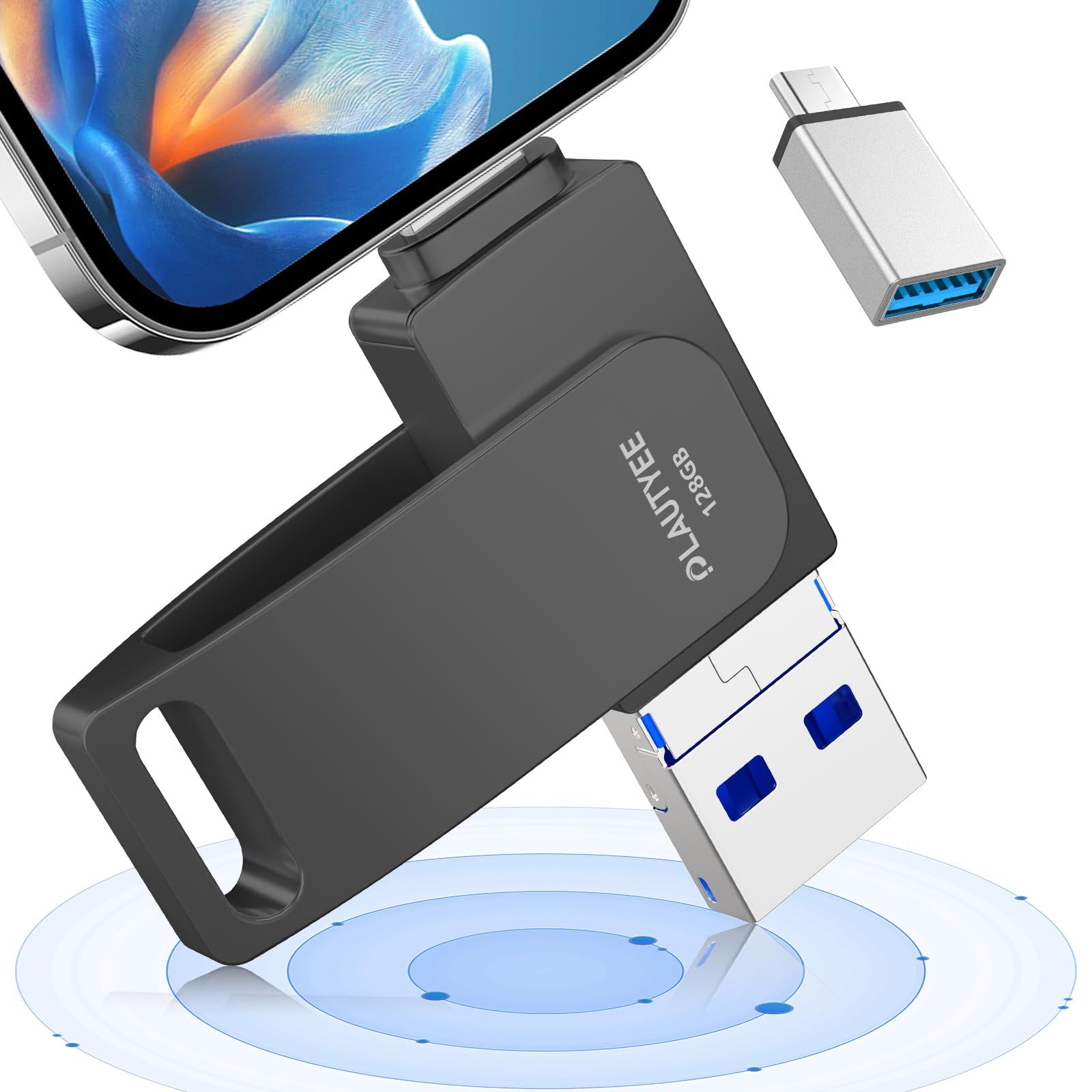 「アプリ不要 初心者向け」usbメモリ 128gb フラッシュメモリ phone usbメモリ USB3.0高速 アンドロイド用 IOS/Android/PC/MAC対応 スマホ 写真保存 usb バックアップ usbメモリー タイプc 外付けusb ...