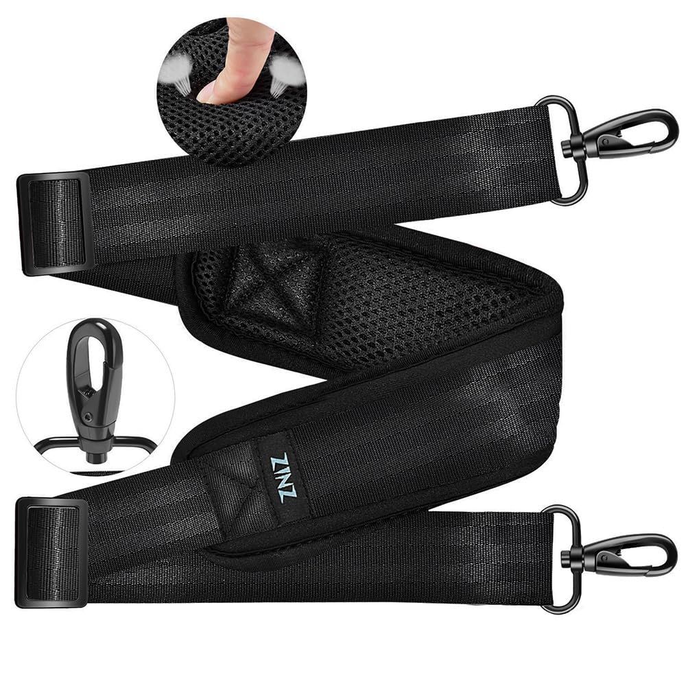 ZINZ ultra-thick fixed pad shoulder strap with 193 cm universal bag strap cushion and dual balance adjustable buckles, can be used for laptop bags, messenger bags, crossbodies, etc., black
