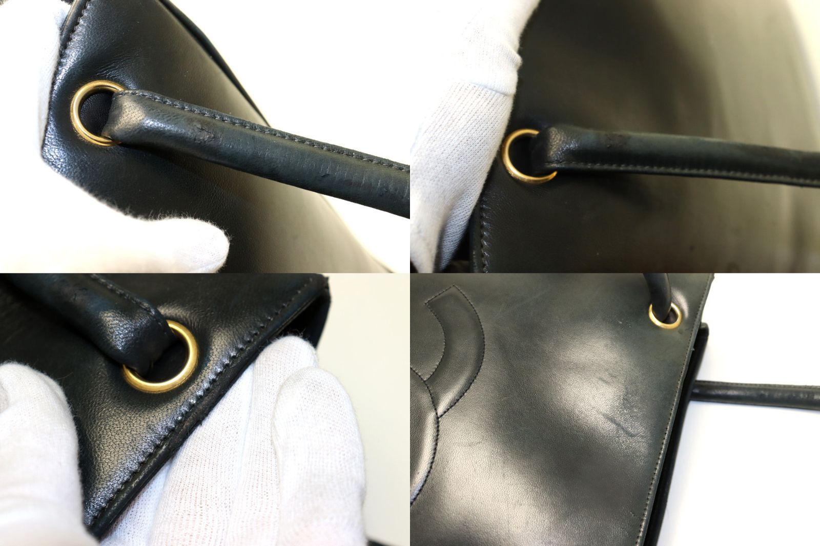 □CHANEL 1番台 デカココ GD金具 レザー トートバッグ シャネル