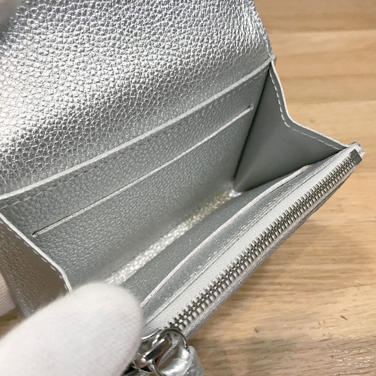 超美品 ルイヴィトン 現行 アンプラント ポルトモネロザリ シルバー 