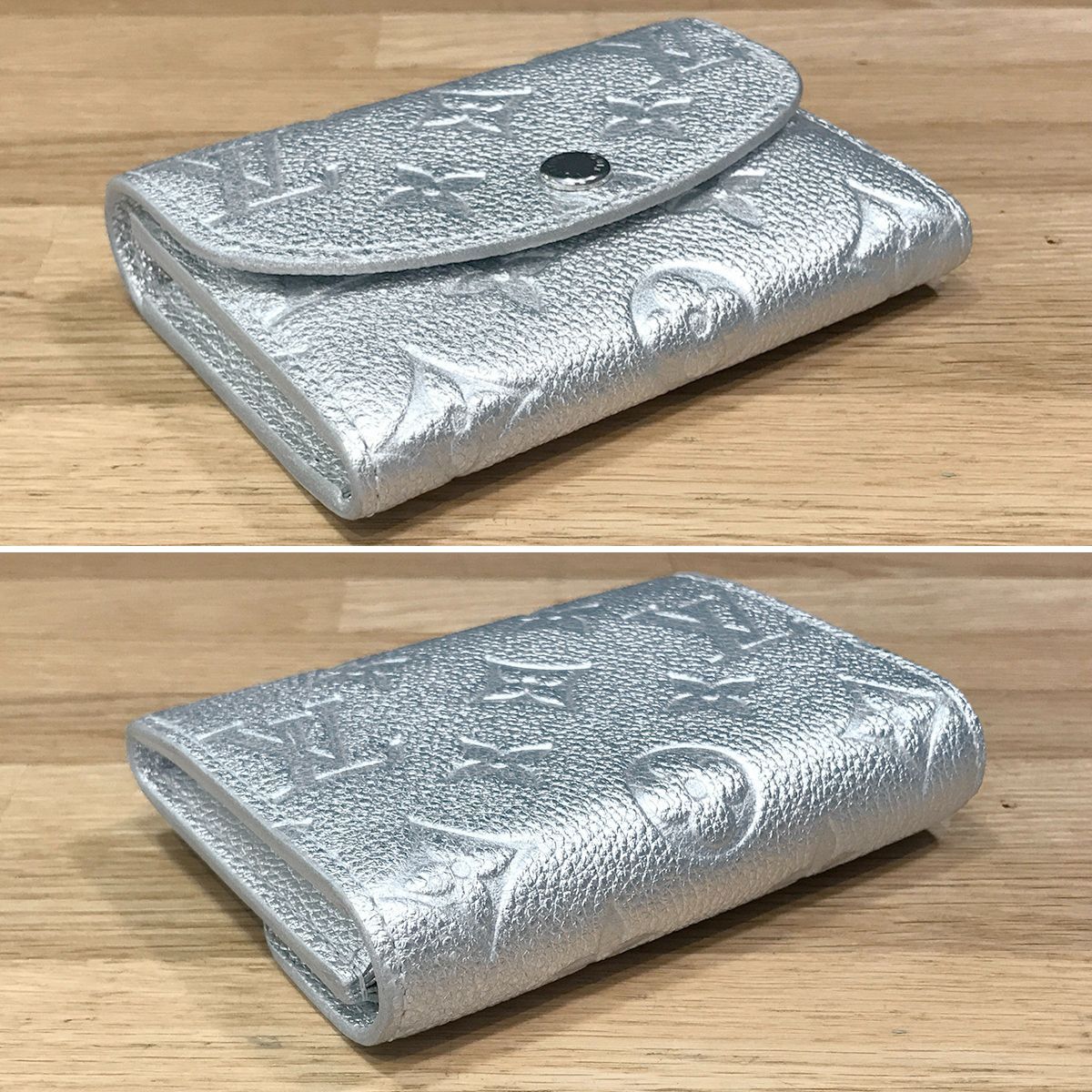 超美品 ルイヴィトン 現行 アンプラント ポルトモネロザリ シルバー 