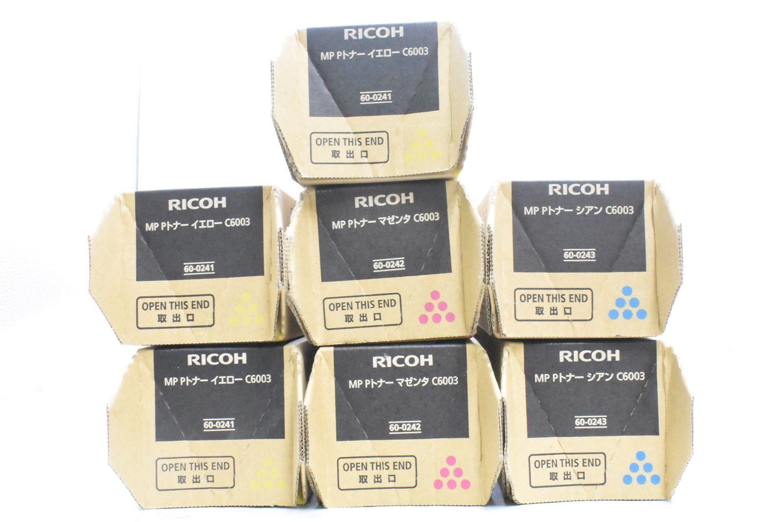 未使用 リコー 純正 トナー C6003 3色7本（シアン・マゼンタ・イエロー） RICOH ITDII0NWKZN8-D-N085-byebye