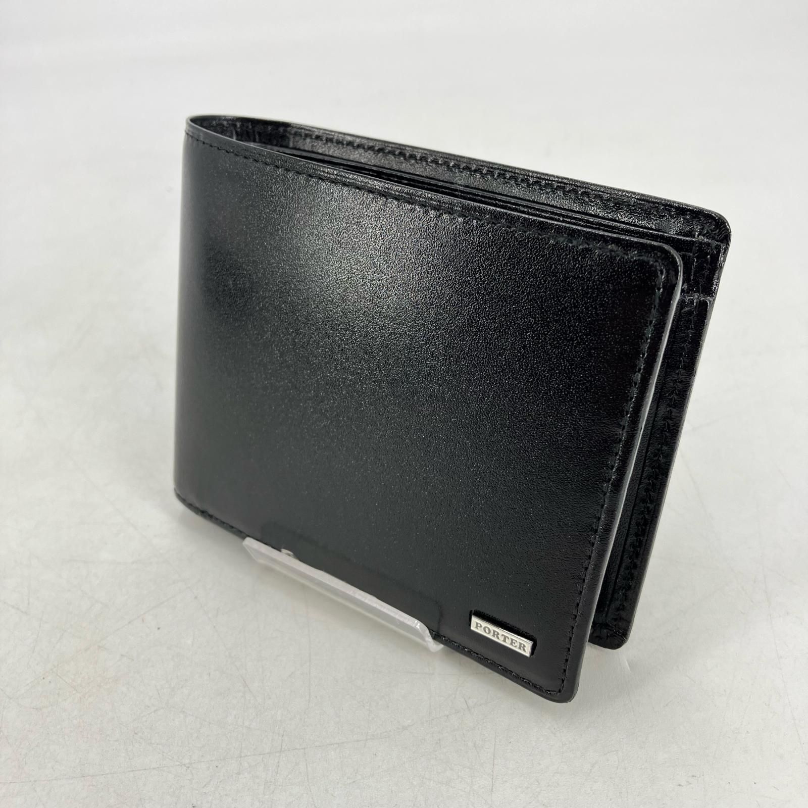 【イオン広店】 中古 PORTER SHEEN | ポーターシーン 二つ折り財布 WALLET 110-02921 ブラック 【124】