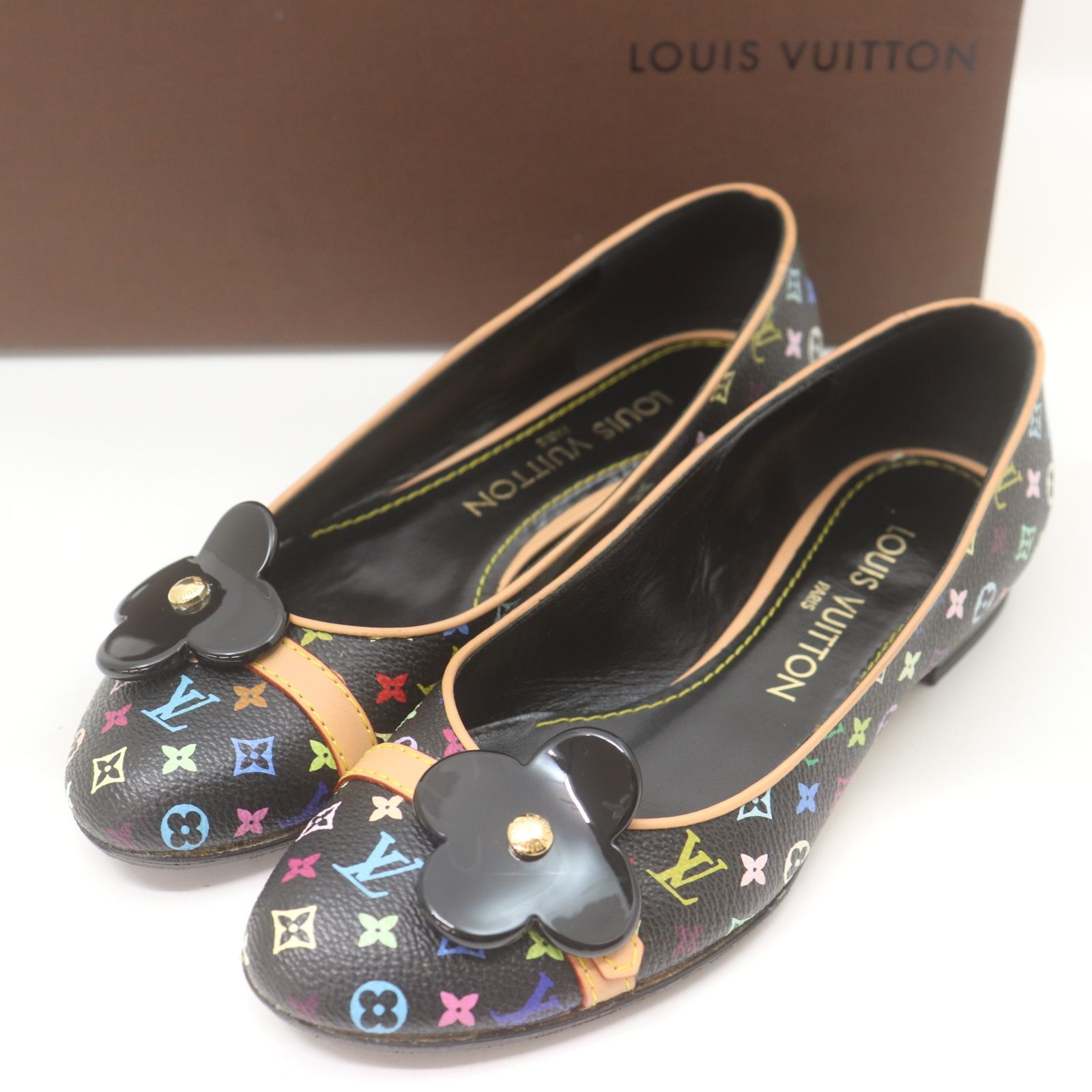 ITJ0WKL5MHCW 美品 LOUIS VUITTON ルイヴィトン モノグラムマルチカラー ブロッサム ノワール フラットパンプス フラワー 花 レディース サイズ34 レディース ITJ0WKL5MHCW 美品 LOUIS VUITTON ルイヴィトン モノグラム