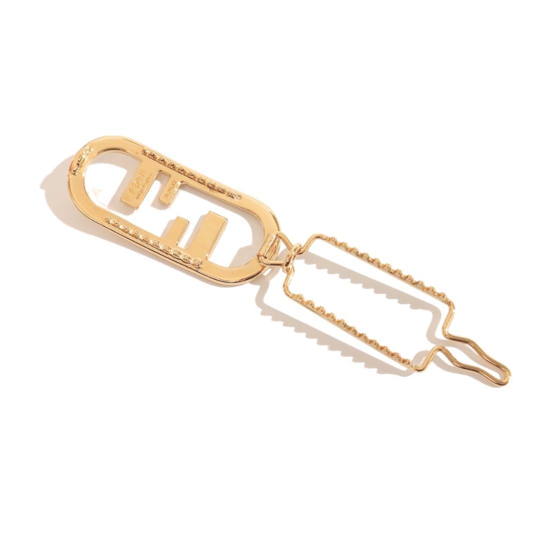 FENDI フェンディ オーロック ヘアピン ヘアクリップ バレッタ ヘアアクセサリー ゴールド FFロゴ