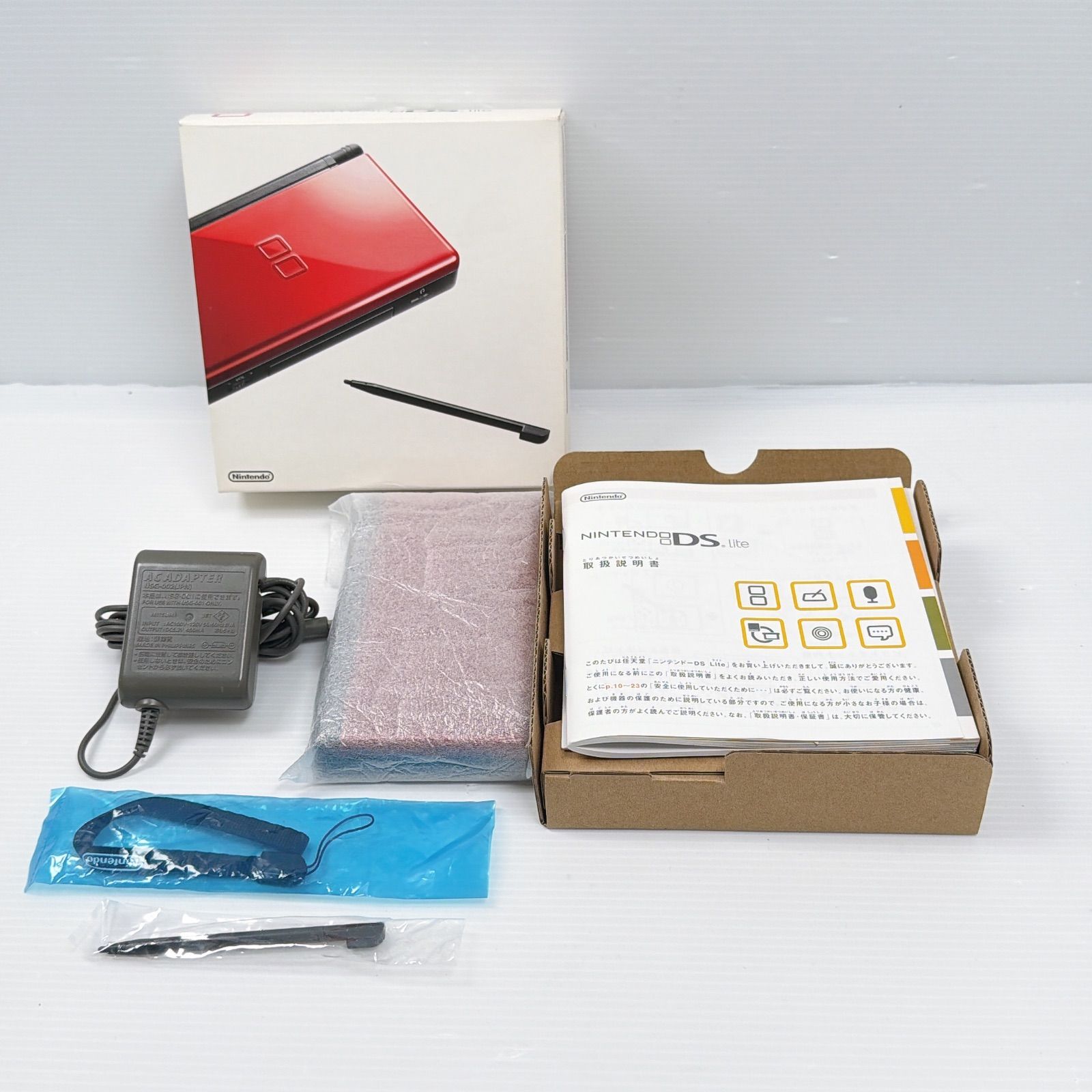 DS Lite クリムゾンブラック良品 遊べるセット 動作確認済み 外箱美品