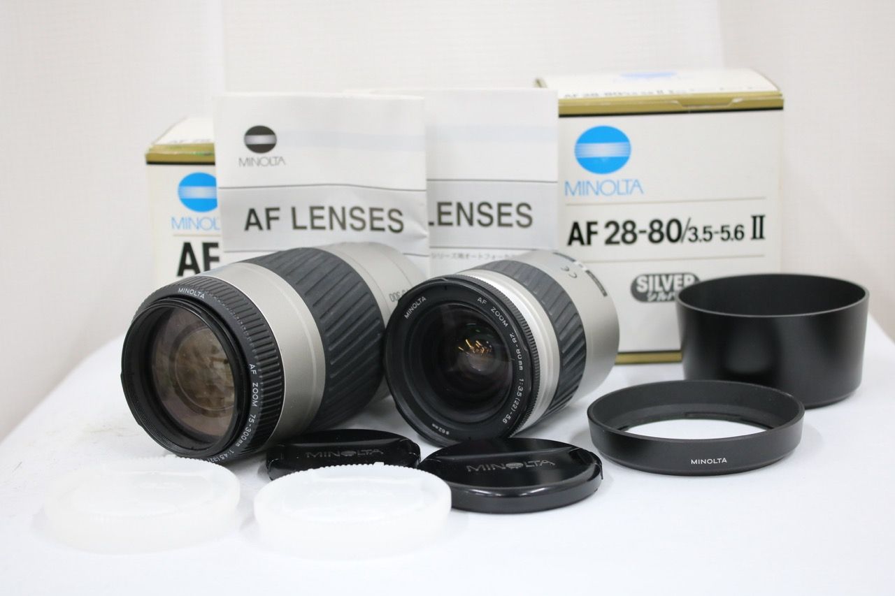 【返品保証】 【2点まとめ売り】ミノルタ AF ZOOM 75-300mm F4.5-5.6 28-80mm F3.5-5.6 e10460