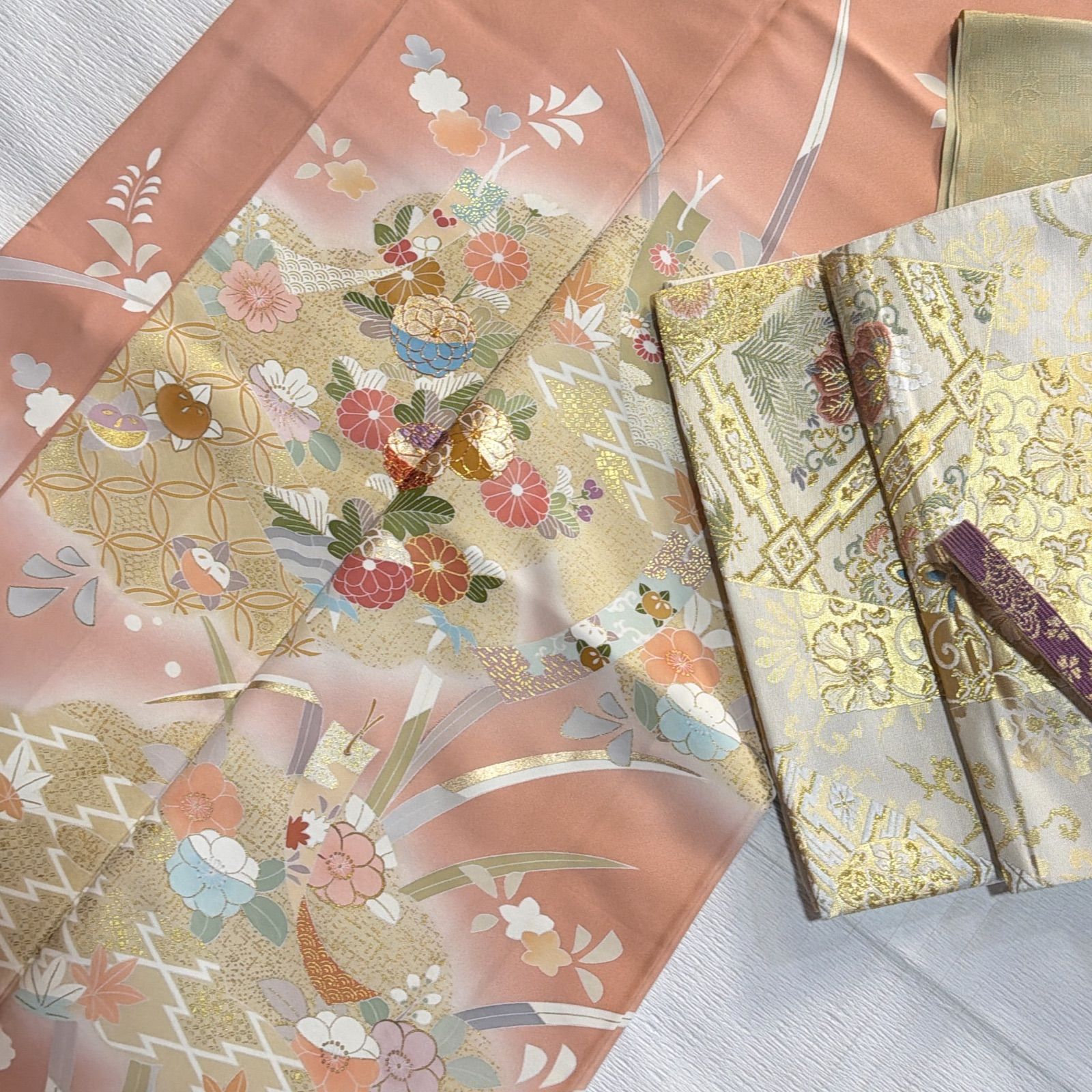 訪問着　フルセット　正絹　刺繍　手染め
