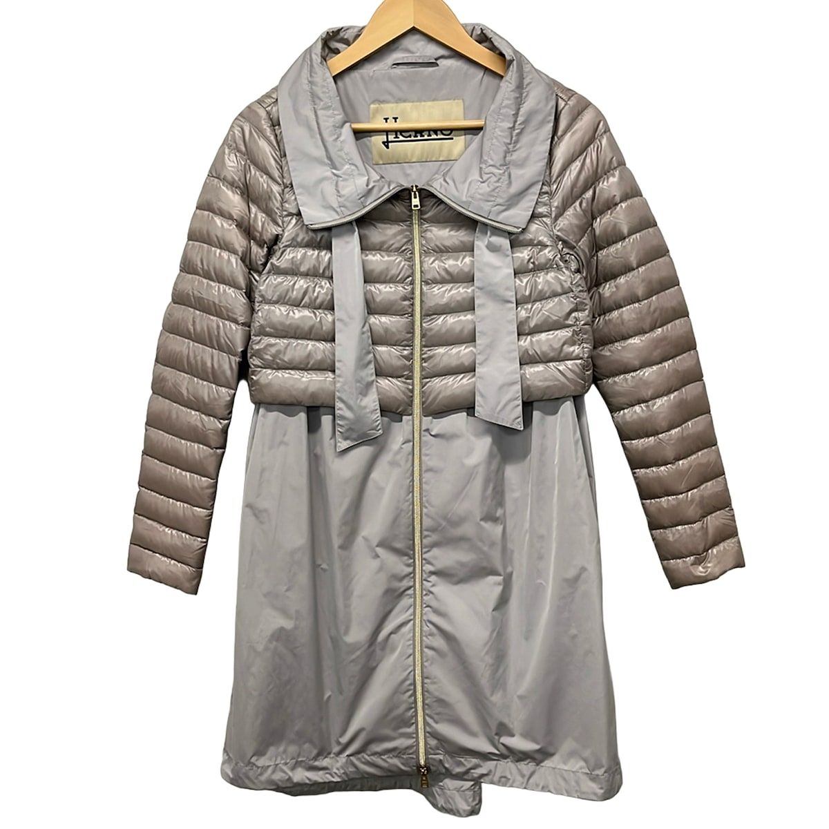 HERNO(ヘルノ) ダウンコート サイズ40 M レディース美品 - グレー×ベージュ 長袖/春/秋