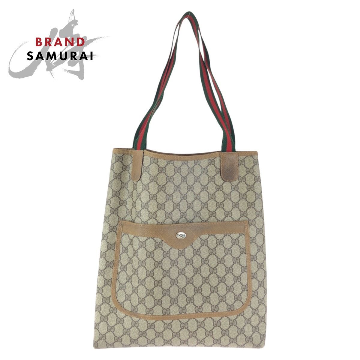 美品 GUCCI グッチ ヴィンテージ シェリーライン グレー ネイビー ゴールド金具 GGスプリームキャンバス /レザー 24 02 005 ショルダーバッグ ポシェット レディース 505726 【中古】 GUCCI（グッチ） 極 美品 オールドグッチ ヴィンテージ シェリーライン