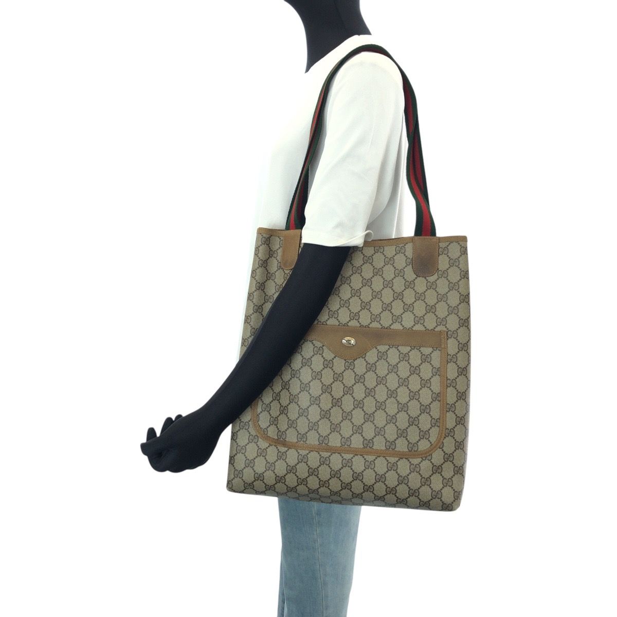 GUCCI グッチ ヴィンテージ シェリーライン ベージュ グレー GG