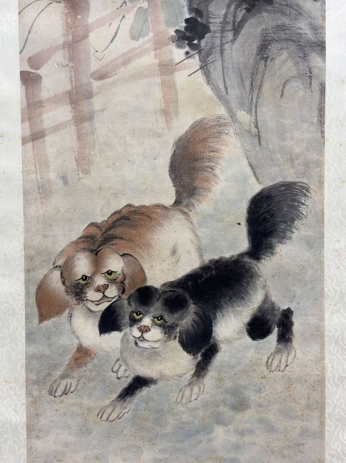 中国近代　劉奎龄作　犬図　肉筆絵　激安骨董品　掛け軸 AK2180A9-2 中国古画 周履『双犬菊図』肉筆絹本 立軸 掛け軸 嘉興 泉唐 - メルカリ