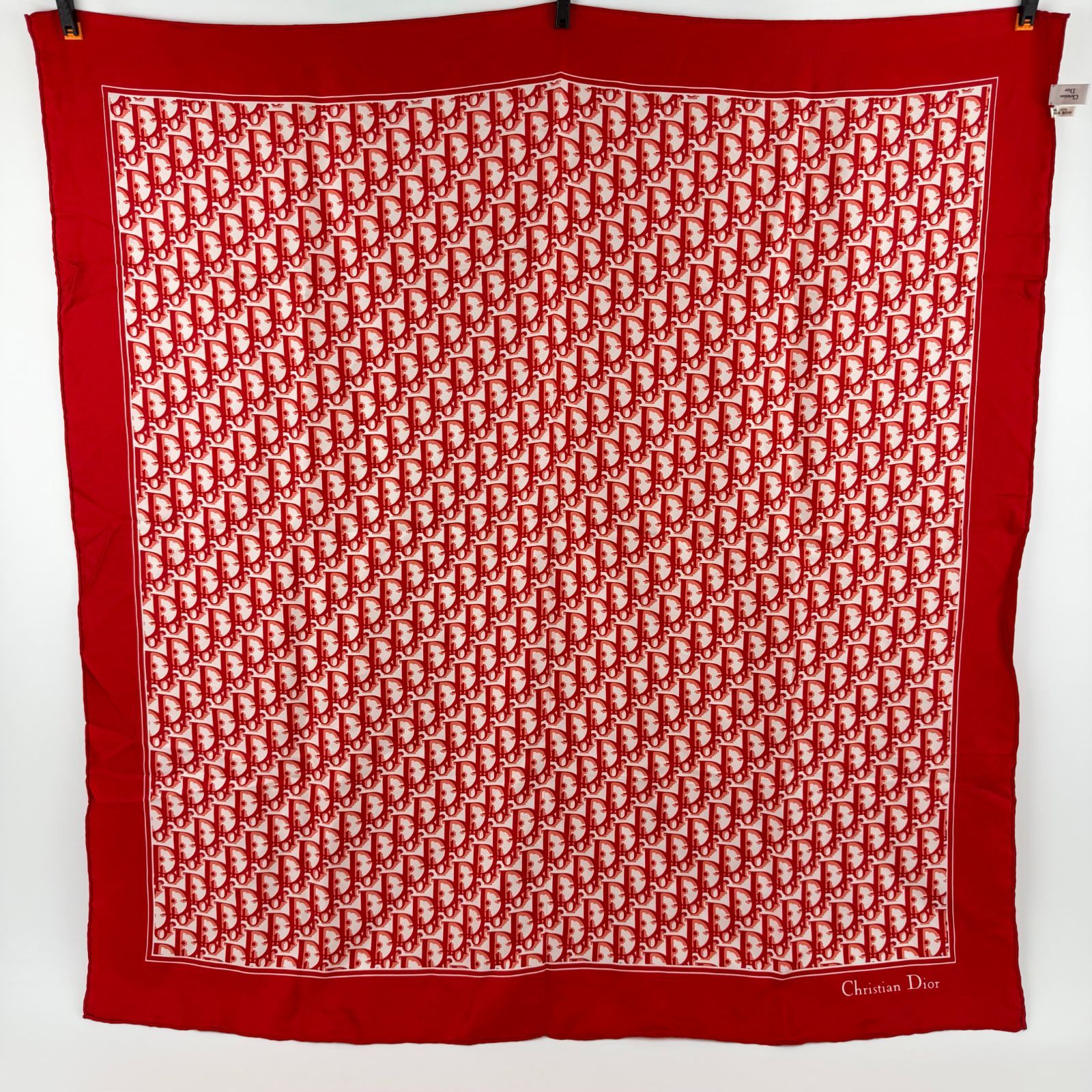 中古】Christian Dior クリスチャンディオール スカーフ レッド シルク