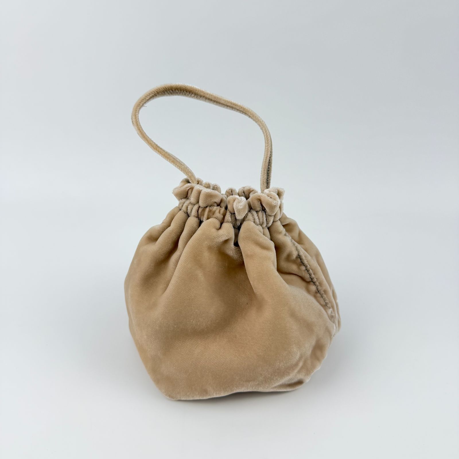 中古】PRADA プラダ ハンドバッグ ベージュ ベロア ヴィンテージ 