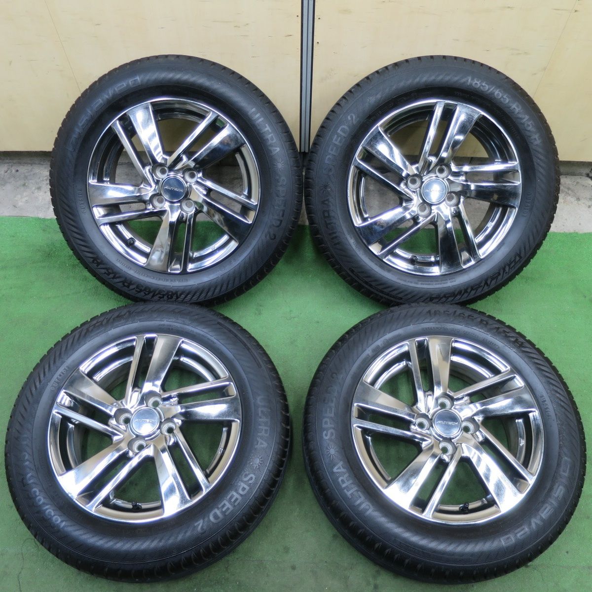 バリ溝！25年！9.5分★日産 ノート ライダー 純正 AUTECH ENKEI 185/65R15 ギスラベッド ULTRA SPEED2 15インチ オーテック エンケイ PCD100/4H★6042703TTス