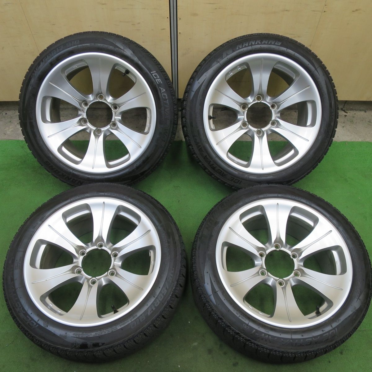 バリ溝!キレイ!8.5分★スタッドレス 215/50R17 ナンカン アイス アクティバ AW-1 MUD BAHN XR-6 マッドバーン 社外 アルミ 17インチ PCD139.7/6H★6042805TTス
