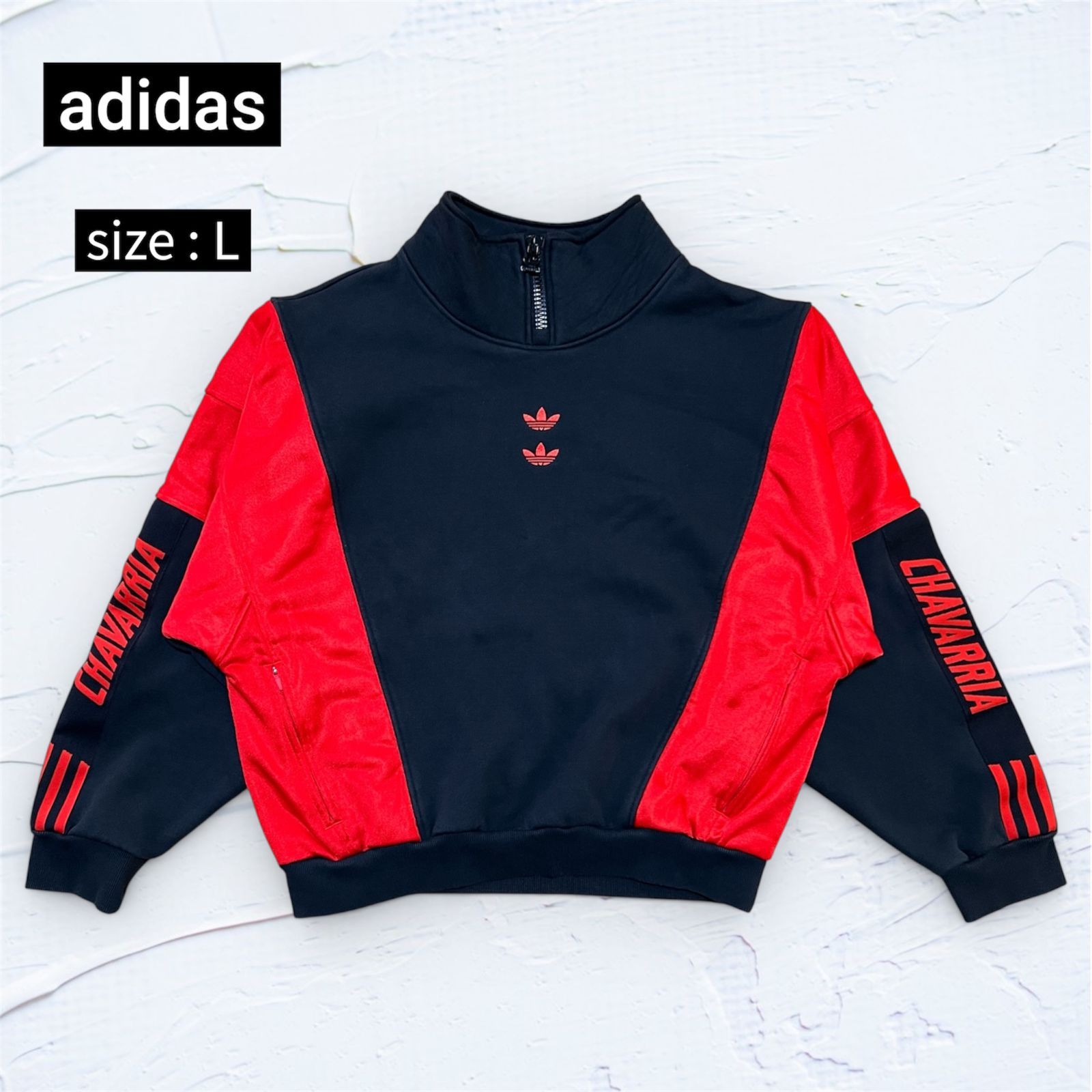 希少コラボ】adidas × WILLY CHAVARRIA ハーフジップスウェット L 黒赤