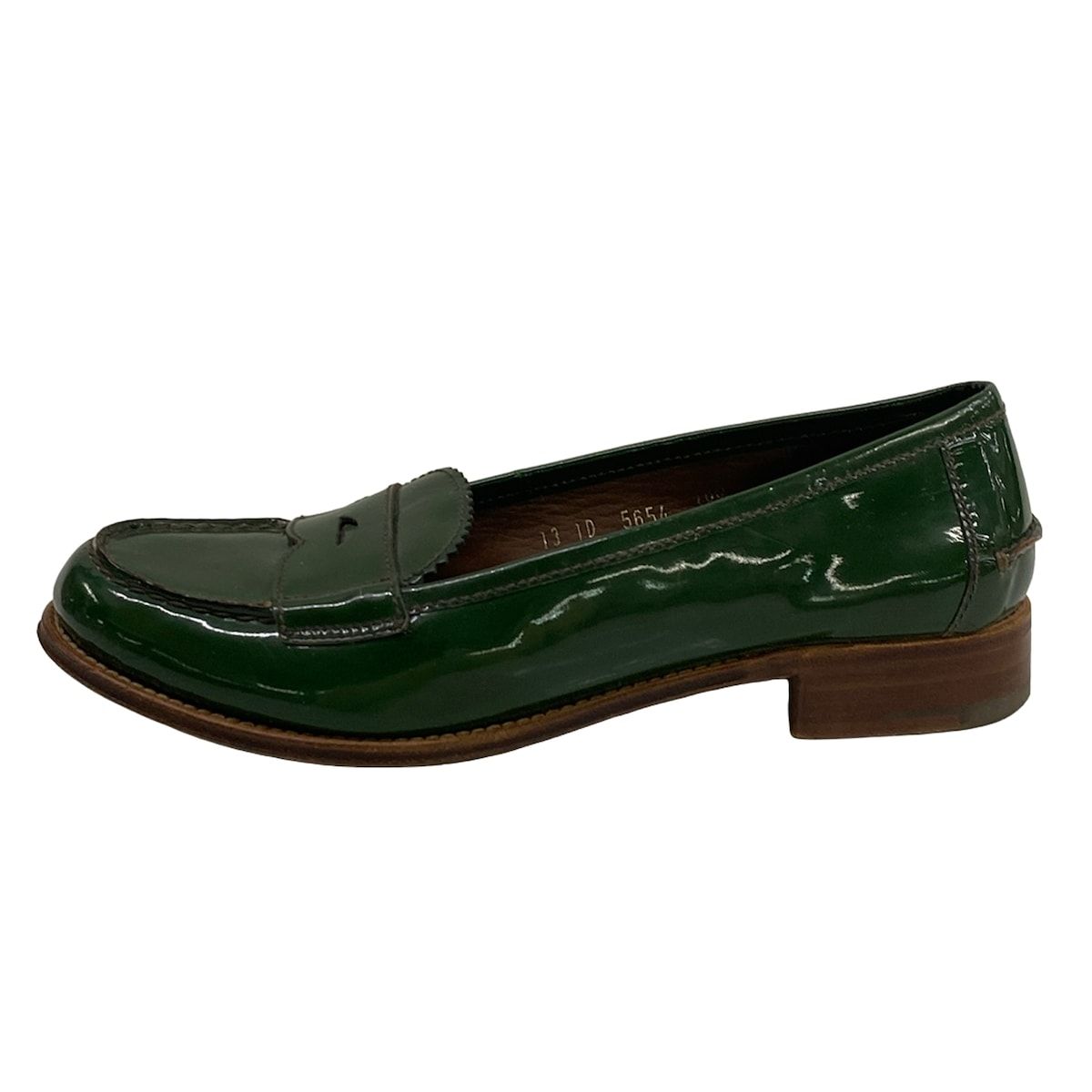 お値下げ【プラダ】新品未使用 ローファー (IT 38) PRADA(プラダ) ローファー 38 1/2 レディース - ダークグリーン レザー
