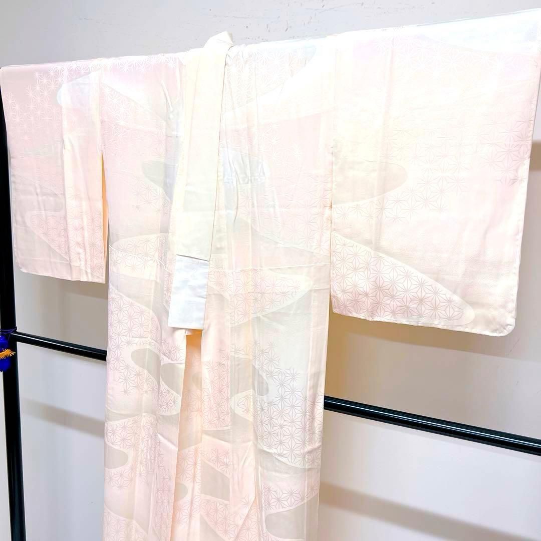 長襦袢　麻の葉　霞　身丈125　裄62.5　正絹　着物　043tz